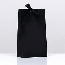 Пакет подарочный с лентой «Чёрный», 13 × 23 × 7 см