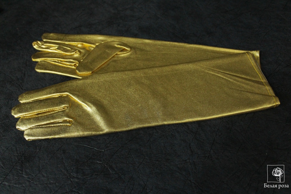 Перчатки лайкра металлик длинные №6850    (1, золото)