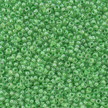 Бисер Preciosa 10/0 ~5гр  (38156, прозрачный, зеленая линия внутри)