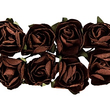 Розы из бумаги ТЕМНО-КОРИЧНЕВЫЕ, 8 шт